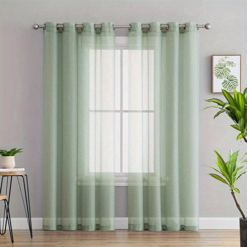 1pc Voile Curtain with Grommet Top for Home Decor