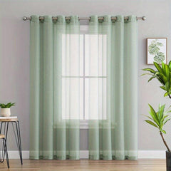 1pc Voile Curtain with Grommet Top for Home Decor
