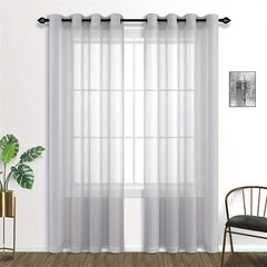 1pc Voile Curtain with Grommet Top for Home Decor