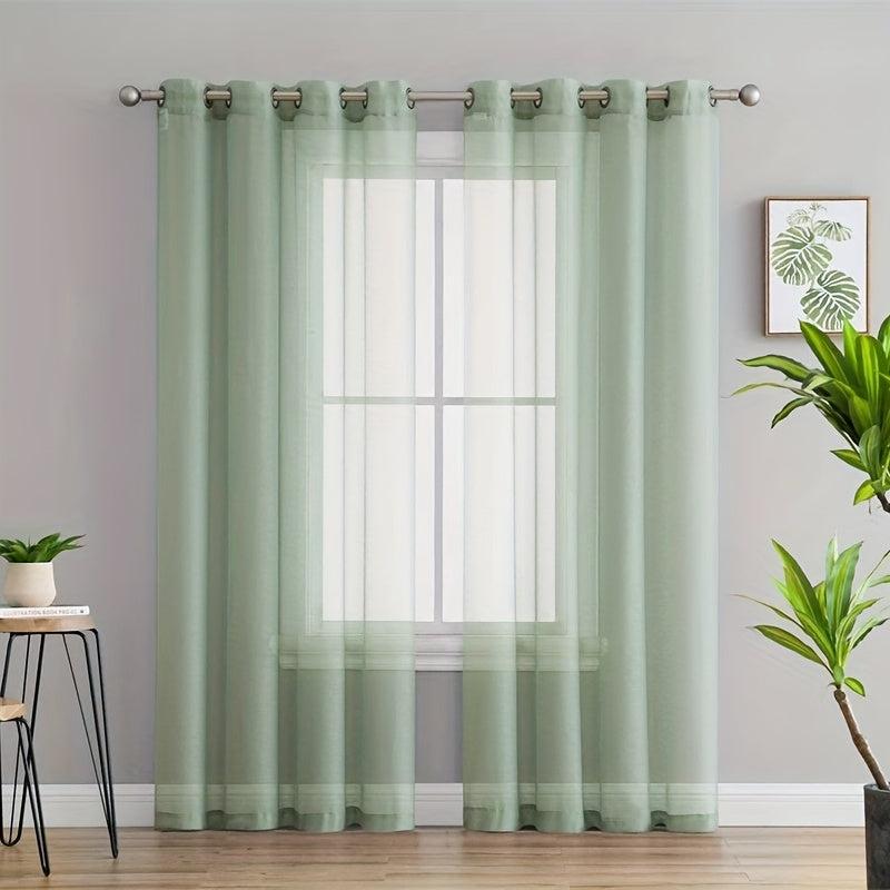 1pc Voile Curtain with Grommet Top for Home Decor