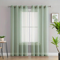 1pc Voile Curtain with Grommet Top for Home Decor