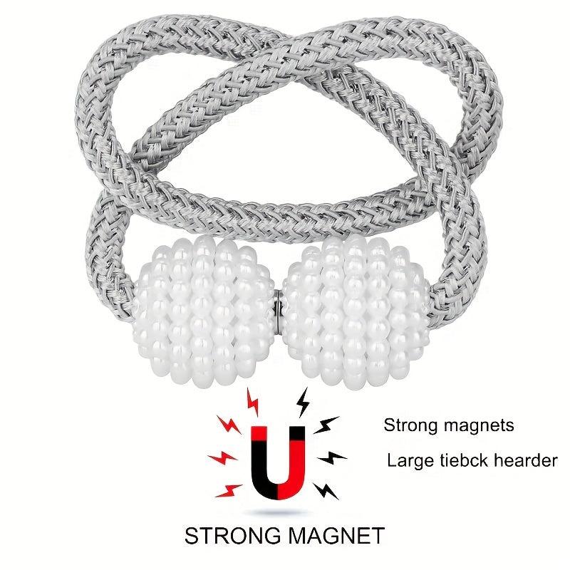 4pcs Faux Pearl Magnetic Curtain Tiebacks for Home Decor