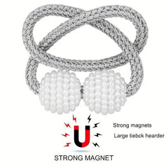 4pcs Faux Pearl Magnetic Curtain Tiebacks for Home Decor