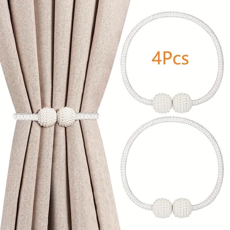 4pcs Faux Pearl Magnetic Curtain Tiebacks for Home Decor