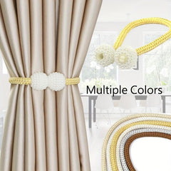 4pcs Faux Pearl Magnetic Curtain Tiebacks for Home Decor