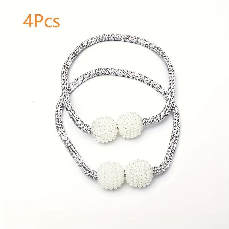 4pcs Faux Pearl Magnetic Curtain Tiebacks for Home Decor