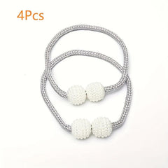 4pcs Faux Pearl Magnetic Curtain Tiebacks for Home Decor