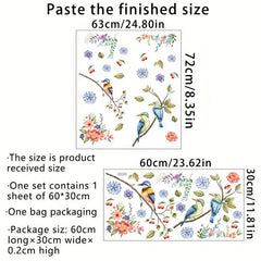 Flower Branch Bird Cartoon Window Sticker Glass Door Self Adhesive Decorative