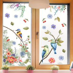 Flower Branch Bird Cartoon Window Sticker Glass Door Self Adhesive Decorative