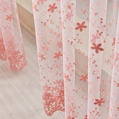 1pc Flower Embroidered Sheer Curtain French Vintage Voile Farmhouse Transparent