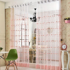 1pc Flower Embroidered Sheer Curtain French Vintage Voile Farmhouse Transparent