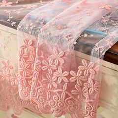 1pc Flower Embroidered Sheer Curtain French Vintage Voile Farmhouse Transparent