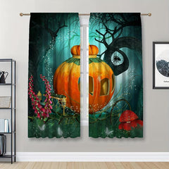 Halloween Horror Pumpkin Car Semi Blackout Curtain for Home Decoration