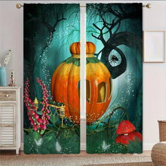 Halloween Horror Pumpkin Car Semi Blackout Curtain for Home Decoration