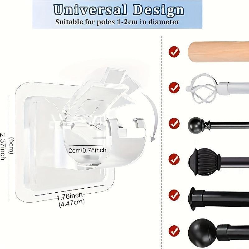 Self Adhesive Curtain Rod Brackets - Easy Installation Hooks