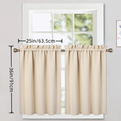 2pcs Blackout Curtains Thermal Insulated Short Kitchen Curtains 25x36 Inches