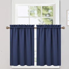2pcs Blackout Curtains Thermal Insulated Short Kitchen Curtains 25x36 Inches