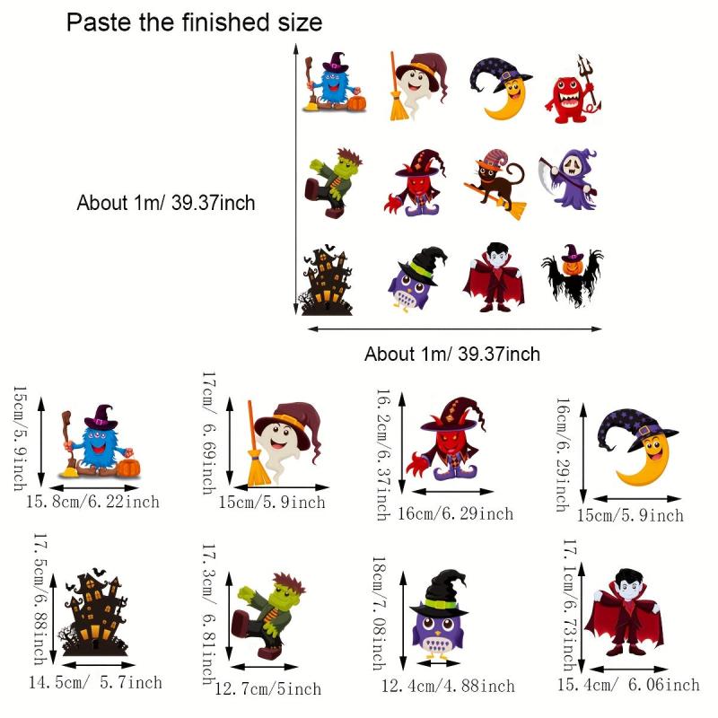 Halloween Static Electrostatic Window Stickers Double-Sided Glass Display