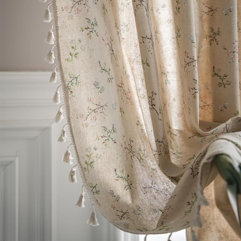 Bohemian Flower Cotton Linen Curtain