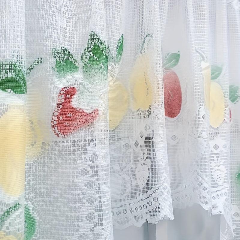 Nordic Fruit Pattern Lace Curtain Valance for Small Window Bathroom