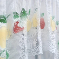 Nordic Fruit Pattern Lace Curtain Valance for Small Window Bathroom