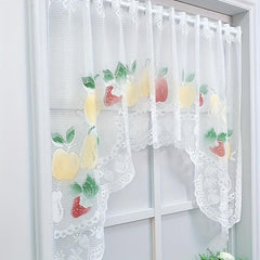 Nordic Fruit Pattern Lace Curtain Valance for Small Window Bathroom