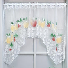Nordic Fruit Pattern Lace Curtain Valance for Small Window Bathroom