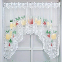 Nordic Fruit Pattern Lace Curtain Valance for Small Window Bathroom