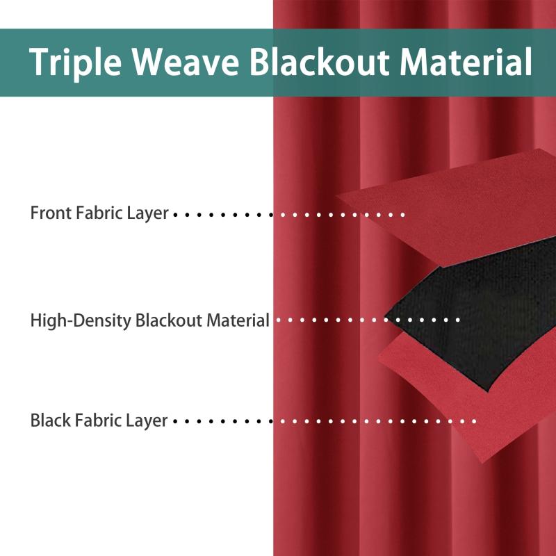 2pcs Insulated Blackout Curtains Noise Reducing Light Blocking Home Decor