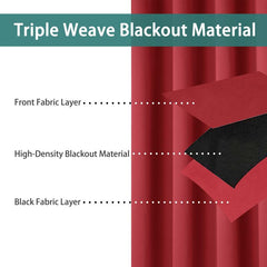2pcs Insulated Blackout Curtains Noise Reducing Light Blocking Home Decor