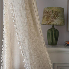 American Farmhouse Linen Geometric Curtain for Living Room Bedroom