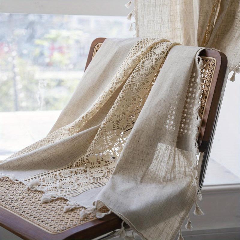 American Farmhouse Linen Geometric Curtain for Living Room Bedroom