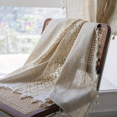 American Farmhouse Linen Geometric Curtain for Living Room Bedroom