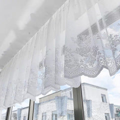 Sheer Floral Lace Short Curtains for Kitchen Cafe Bedroom
