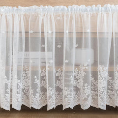 Sheer Floral Lace Short Curtains for Kitchen Cafe Bedroom