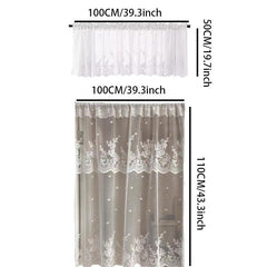 Sheer Floral Lace Short Curtains for Kitchen Cafe Bedroom