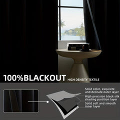 1pc Solid Curtain Heat Insulation Grommet Top Curtain