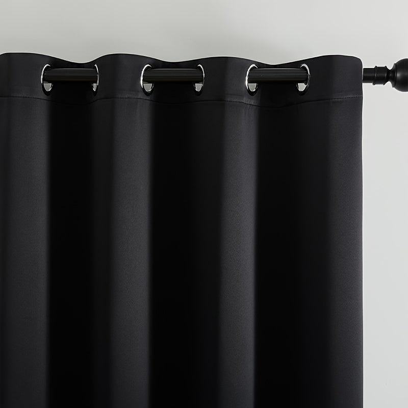 1pc Solid Curtain Heat Insulation Grommet Top Curtain
