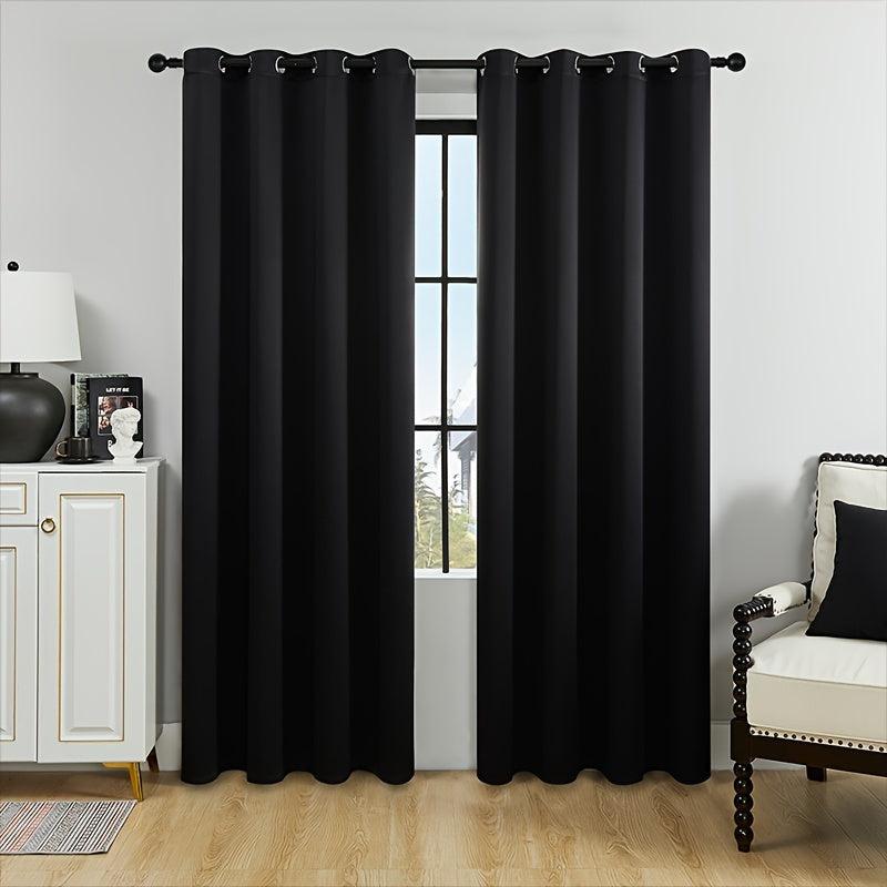 1pc Solid Curtain Heat Insulation Grommet Top Curtain