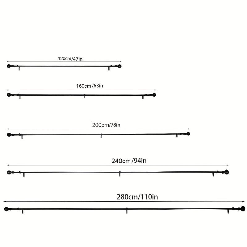 Adjustable Curtain Rod w/ Circular Top 7.62-12.7 cm, 40-238 Windows