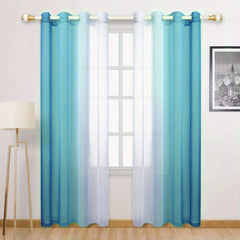 2pcs Gradient Curtain Yarn Pink Purple Sheer Curtains Polyester Curtain
