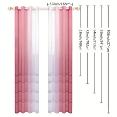 2pcs Gradient Curtain Yarn Pink Purple Sheer Curtains Polyester Curtain