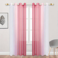 2pcs Gradient Curtain Yarn Pink Purple Sheer Curtains Polyester Curtain
