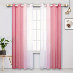 2pcs Gradient Curtain Yarn Pink Purple Sheer Curtains Polyester Curtain