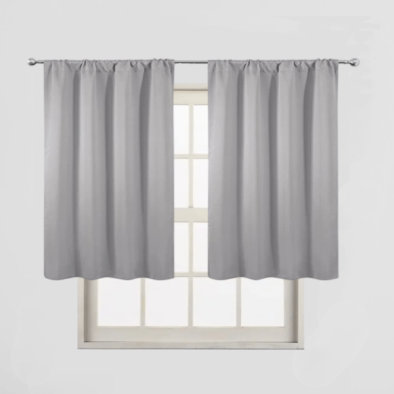 Thermal Insulated Blackout Curtains Rod Pocket Silvery Gray