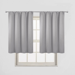 Thermal Insulated Blackout Curtains Rod Pocket Silvery Gray