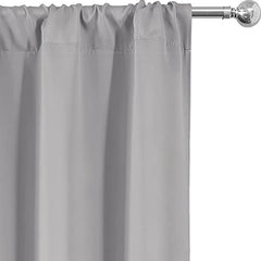 Thermal Insulated Blackout Curtains Rod Pocket Silvery Gray