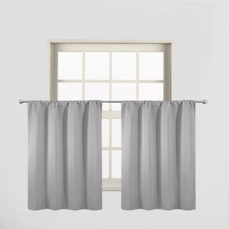 Thermal Insulated Blackout Curtains Rod Pocket Silvery Gray