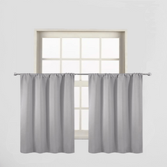 Thermal Insulated Blackout Curtains Rod Pocket Silvery Gray
