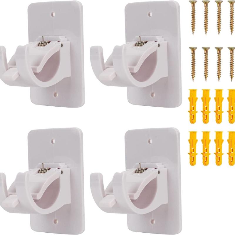4pcs Adhesive Curtain Pole Brackets for Poles < 40mm, No Drill Curt